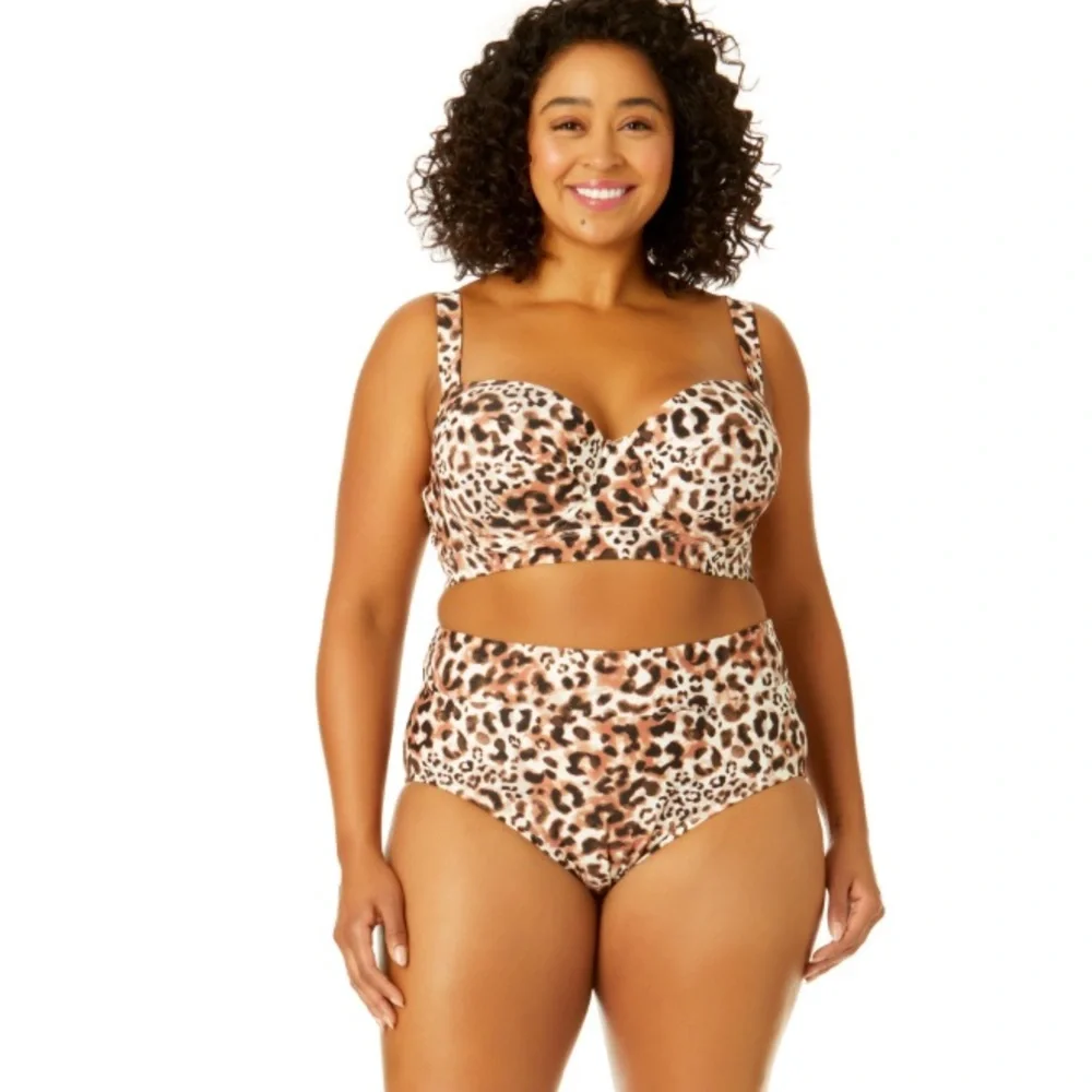 NWT Bikini Leopard Time and Tru Women Plus Size 3X24W-26W swimsuit bathing suit